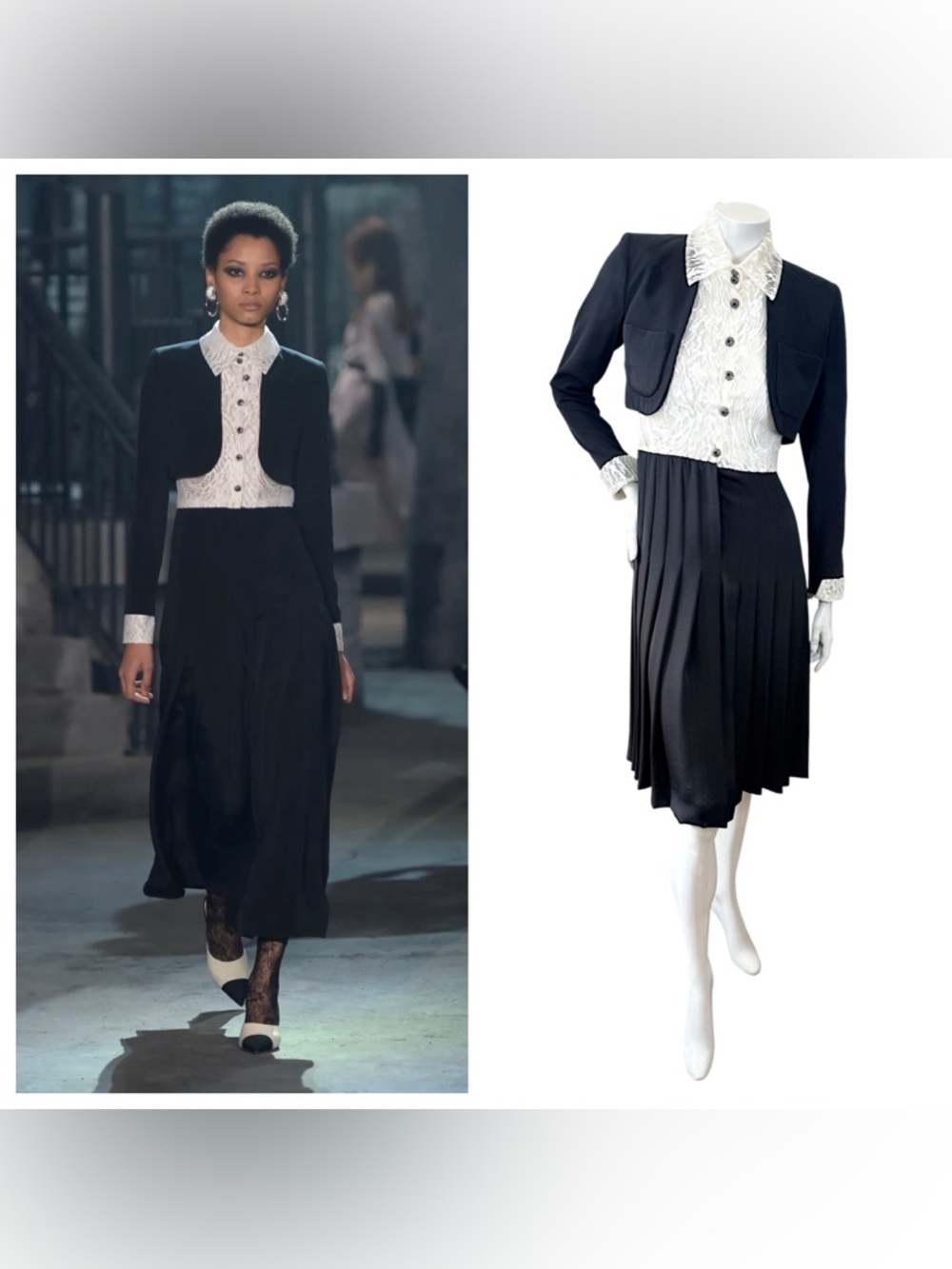 Chanel Runway Pre-Fall 2016 Lace Dress & Jacket Set FR36